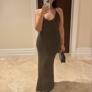 Peppermayo brown crochet dress